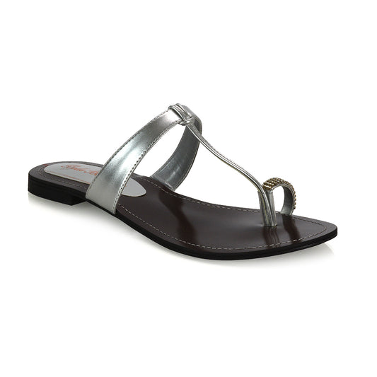 SILVER | XY London | womens silver shoes ,toe post sandals,silver sandals ,ladies flat shoes,summer shoes