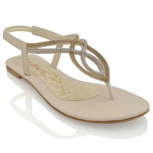 NUDE | XY London | nude sandals , flat diamante sandals ,summer shoes for womens , t bar sandals ,sandals with straps , holiday shoes
