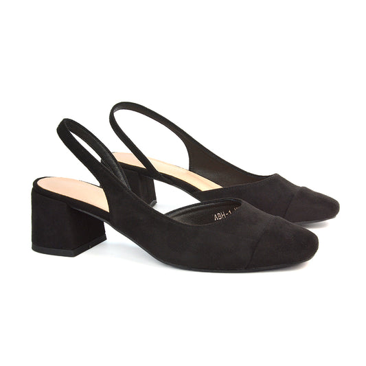 black faux suede heels, black faux suede low heels, black faux suede court shoes, black faux suede block heels