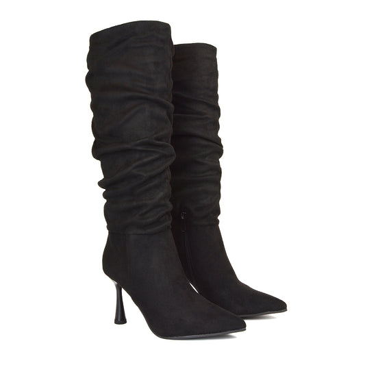 Black Stiletto Heel Boots, Black Stiletto Heel Knee High Boots, Stiletto Heel Boots, Stiletto Heel Boots