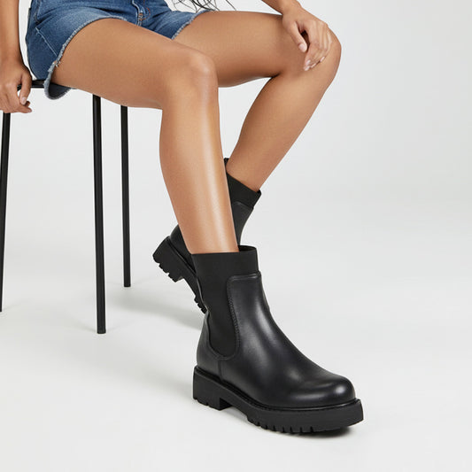 biker boots black leather women's
