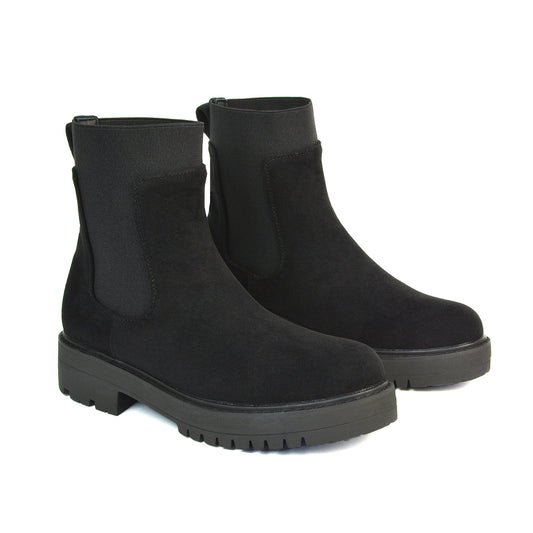 Black faux suede | XY London | chunky ankle boots,A/W collection boots,womens boots online,ladies ankle boots,Black faux suede boots