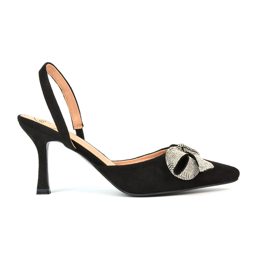 navy diamante bow stiletto high heel court shoes- get ready for your next event, perfect for party season, wedding guests, night outs and special occasions