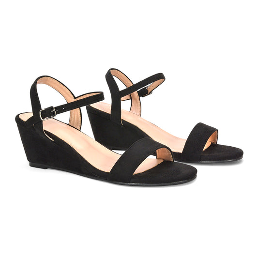 black wedge heels, black wedge sandals, wedge heels, wedge sandals, comfortable ankle strap wedges