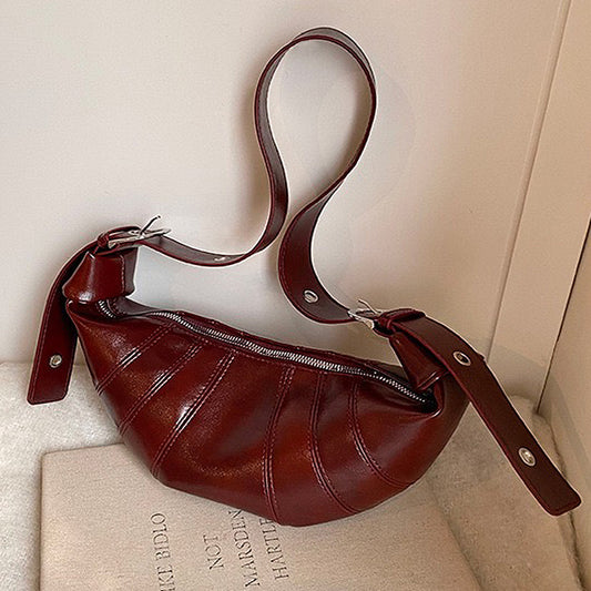 red crescent bag, red shoulder bag, crescent bag, shoulder bag