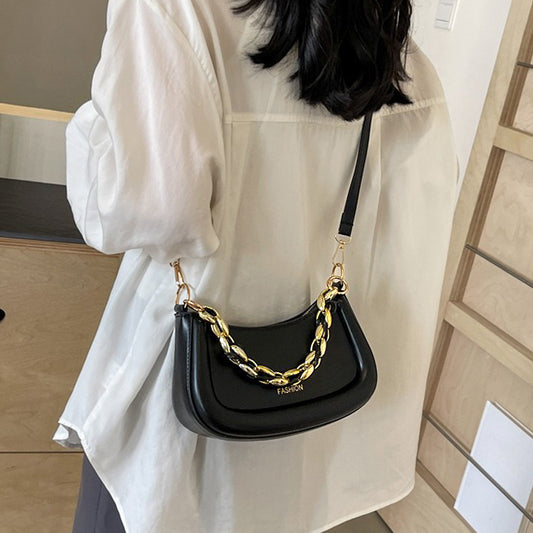 women's black shoulder bag, black shoulder bag, women's shoulder bag, shoulder bag, Women's small faux leather shoulder bag with chain strap