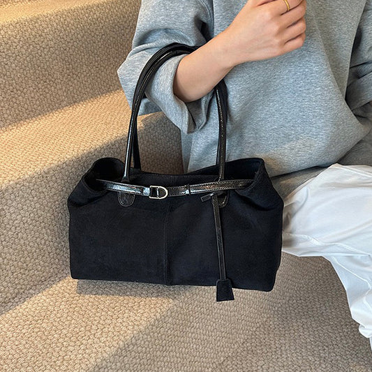 black faux suede bag, black suede bag, suede bag, faux suede bag, womens handbag for work