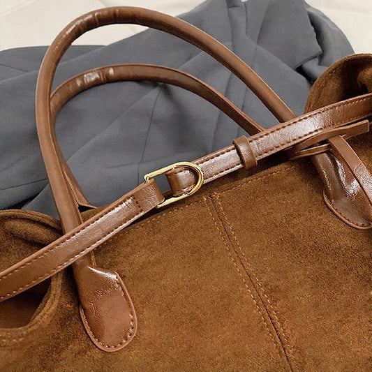 tan faux suede bag, tan suede bag, suede bag, faux suede bag, womens handbag for work