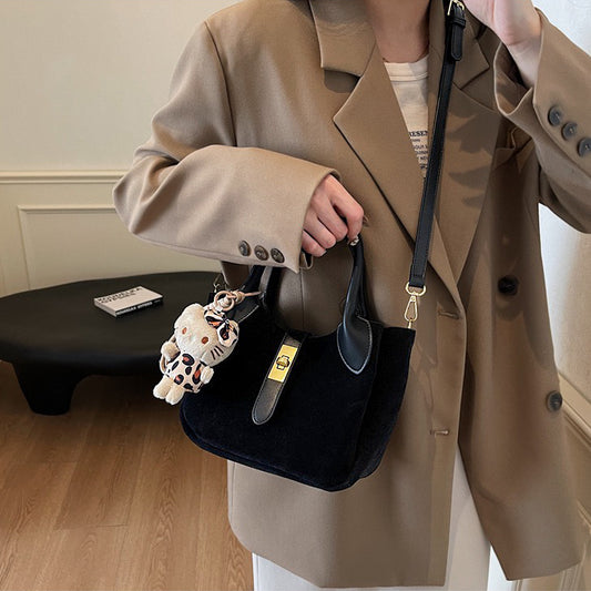 Suede leather tote bag, Black suede handbag, black handbag