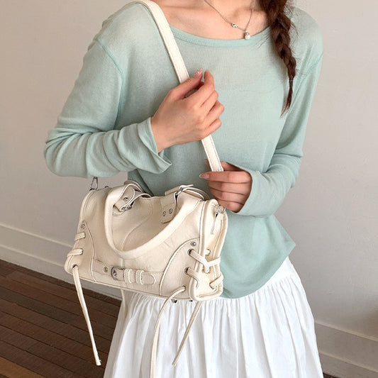 Beige mini bowler bag, Beige mini bowler top handle bag