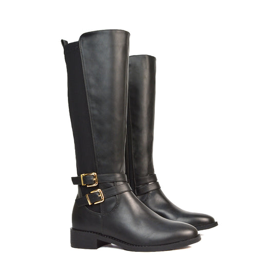 Black Boots, Black Knee High Boots, Black Long Boots, Black Flat Boots