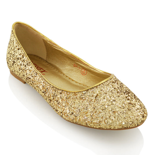 Gold | XY London | glitter pumps,glitter pump shoes,glitter ballerina shoes,glitter bridal shoes