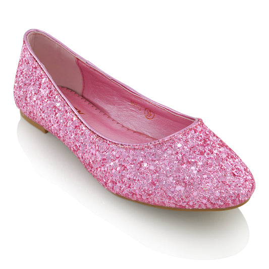 Pink | XY London | glitter pumps,glitter pump shoes,glitter ballerina shoes,glitter bridal shoes