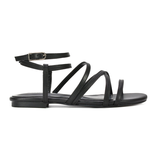 black flat gladiator sandals, black flat gladiator strappy sandals with open toe, black sandals