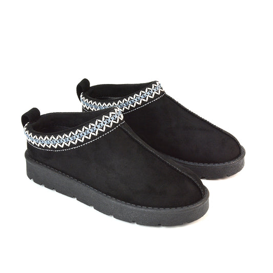 Slipper Boots In Black, Black Ankle Boot Slippers, Women's Slipper Boots, Women's Black Slipper Boots