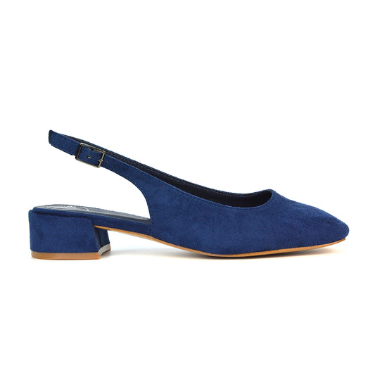 navy slingback low block heel court shoes- perfect for elevating your everyday wardrobe, summer, parties, casual and evenings