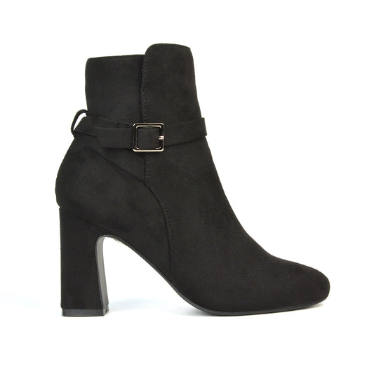 Black Faux Suede Boots, Black Faux Suede Heeled Boots, Boots, Heeled Boots