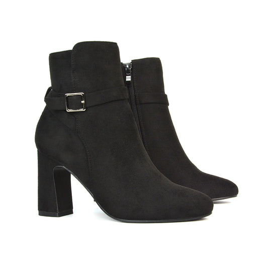 Black Faux Suede Ankle Boots, Black Faux Suede Zip Up Boots, Ankle Boots, Zip Up Boots
