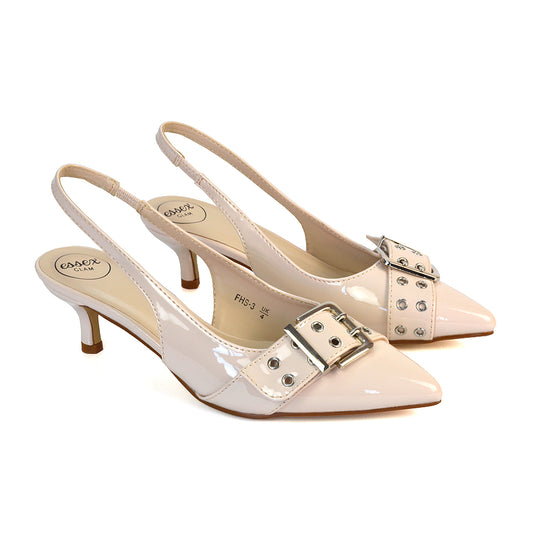 Nude Court Shoes With Buckle, Nude Buckle Heels, Court Shoes With Buckle, Nude Buckle Heels