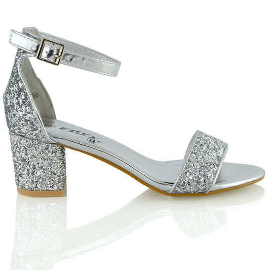 | XY London | Silver Glitter Bridal Shoes,Silver Glitter Wedding Shoes,Bridal Shoes Silver Glitter,Silver Glitter Heels,Silver Glitter Block Heels