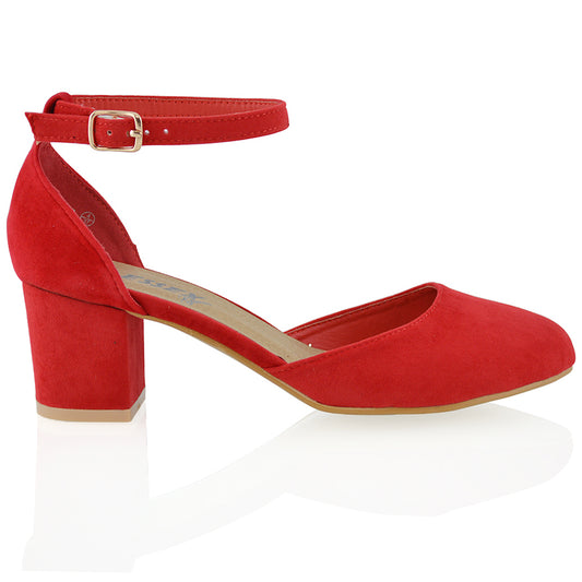 | XY London | Red Wedding Shoes,Red Wedding Shoes for Women,Red Block Heel Shoes,Red Court Shoes,Ivory Strappy Heels