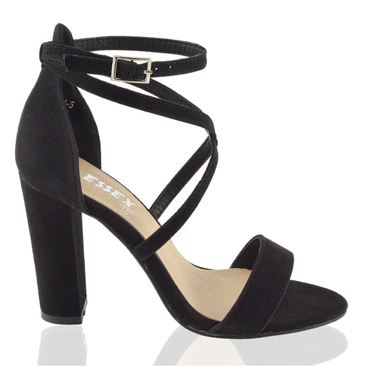 | XY London | Black Block High Heels,Black Heels, Black Strappy Heels, Black Block Heels,Black HIgh Heels