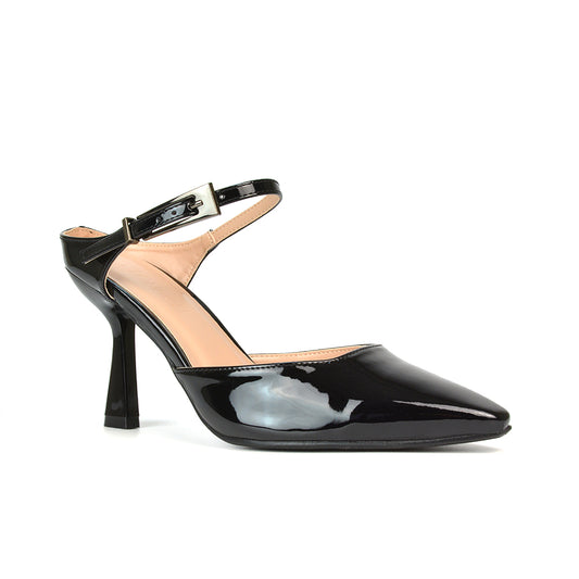 Court Shoes With Ankle Strap, High Heels Black, Ankle Heels, Heels Closed Toe