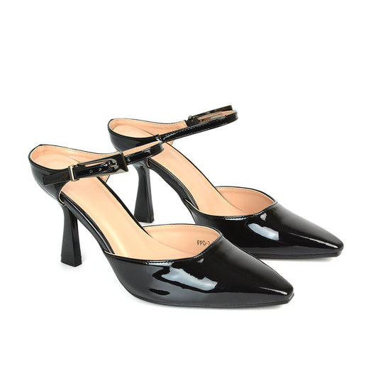 Black Strappy High Heels, Black Stiletto Court Heels, Black Heeled Sandals, Black Stiletto Court Shoes