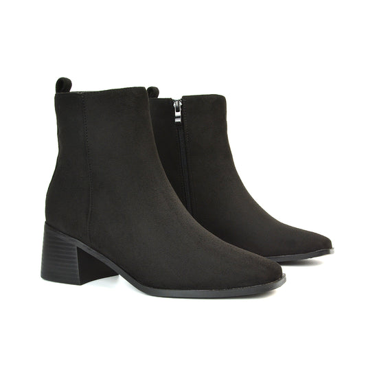 Black Faux Suede Boots, Black Faux Suede Ankle Boots, Boots, Ankle Boots