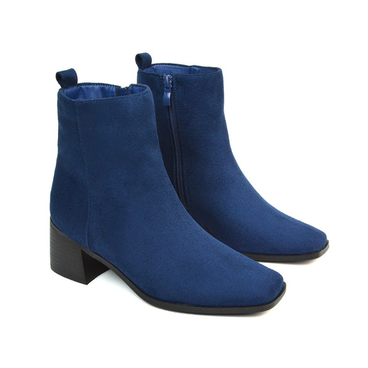 Navy Faux Suede Chelsea Boots, Navy Faux Suede Chelsea Ankle Boots, Chelsea Boots, Chelsea Ankle Boots