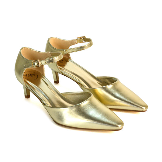 Gold Heels, Gold Kitten Heels, Gold Low Heels, Gold Low Kitten Heels