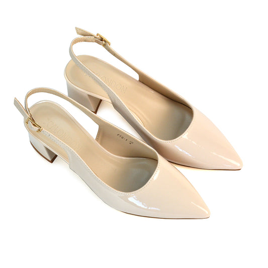 Beige Low Heels, Beige Low Block Heels, Low Heels, Low Block Heels