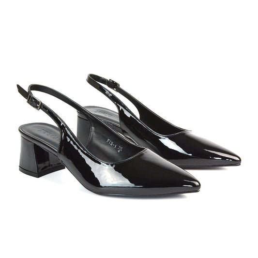 Black Patent Heels, Black Patent Block Heels, Heels, Block Heels