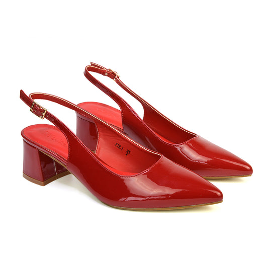 Red Low Heels, Red Low Block Heels, Low Heels, Low Block Heels
