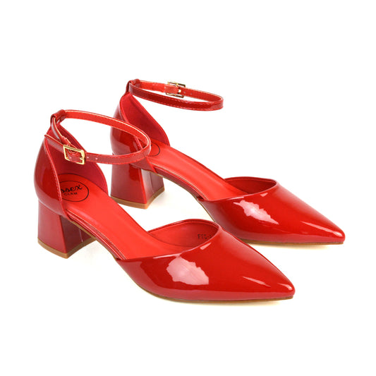 Red Low Heels, Red Low Block Heels, Low Heels, Low Block Heels