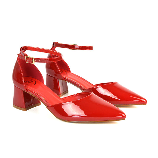 Red Court Shoes With Block Heels, Red Ankle Strap Court Shoes, Court Shoes With Block Heels, Ankle Strap Court Shoes
