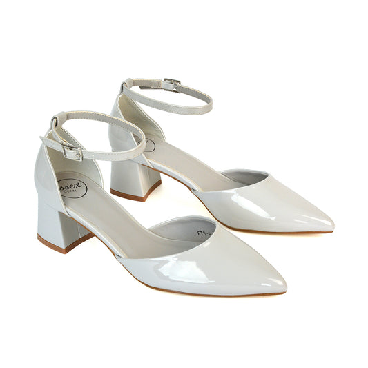 Gray Low Heels, Gray Low Block Heels, Low Heels, Low Block Heels