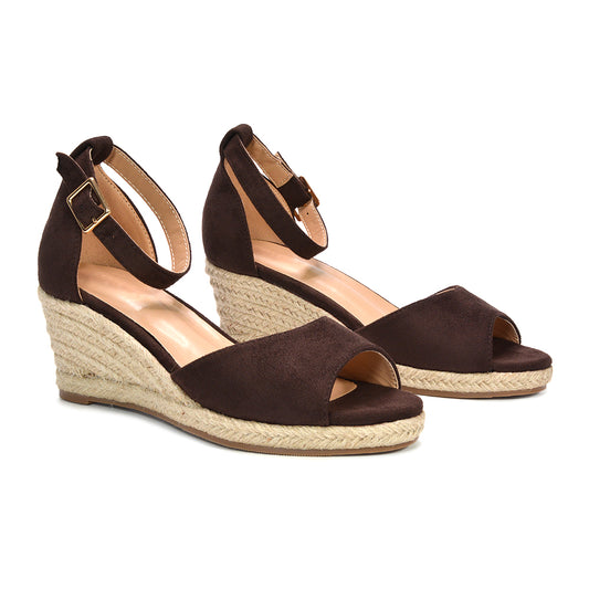 strappy espadrille wedge sandals, comfortable wedge sandals women, strappy espadrille wedge heel sandals with peep toe, brown wedges