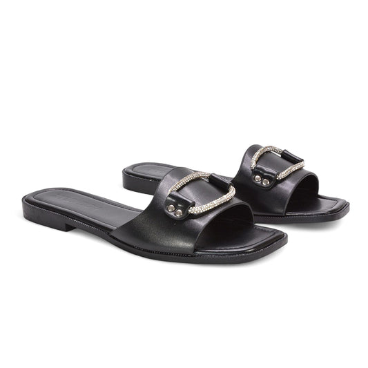 black flat sandals, black slides, flat sandals, slides