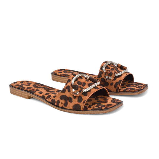 leopard flat sandals, leopard slides, flat sandals, slides