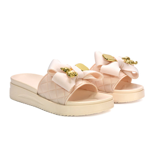 beige flatform sandals, beige bow sandals, flatform sandals, bow sandals, women's flatform sandals