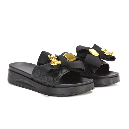 black flatform sandals, black bow sandals, flatform sandals, bow sandals, women's flatform sandals