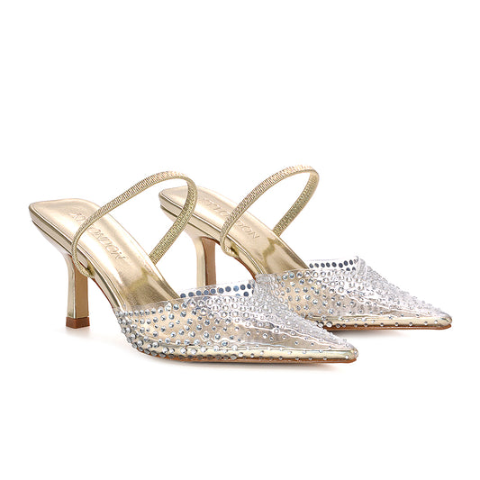 gold clear heels, gold Perspex heels, clear heels, Perspex heels, party heels