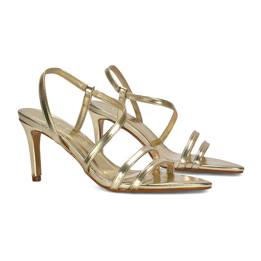 gold stilettos, gold stiletto heels, Strappy slingback heels for parties, Elegant stiletto heels for wedding