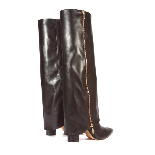 brown fold over knee high boots, brown fold over boots, knee high fold over boots, fold over boots