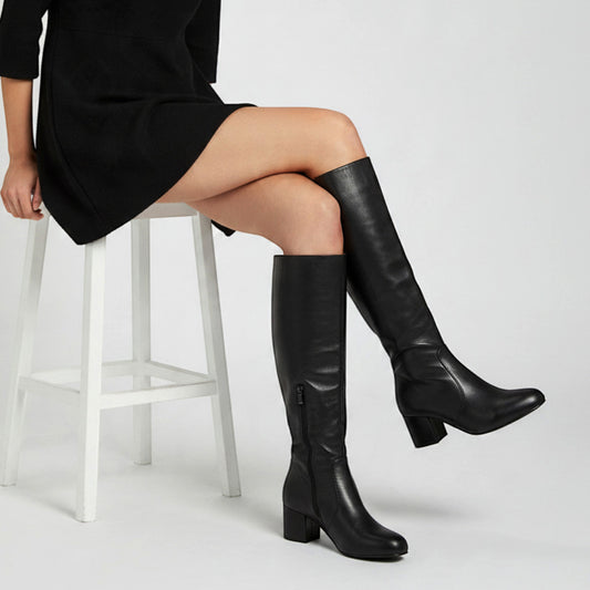 black high heel boots
