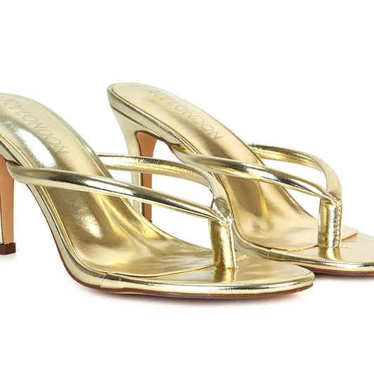 gold heeled sandals, gold mules, heeled sandals, mules, metallic heels, gold prom heels, party high heels