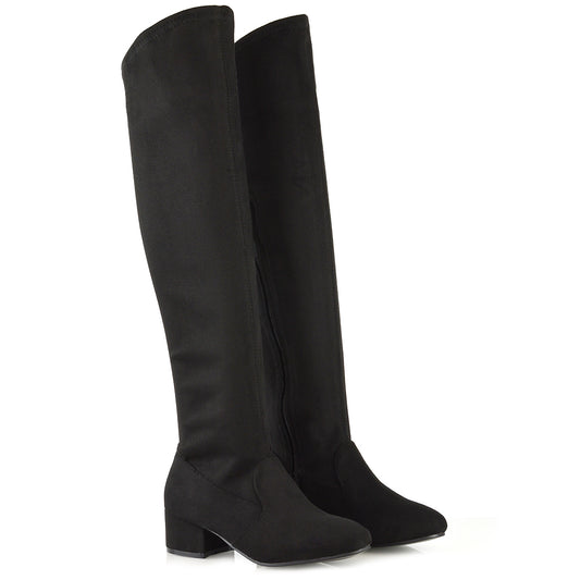 black knee high boots, black boots, knee high boots, boots, Women’s knee high boots with block heel, Fall winter boots