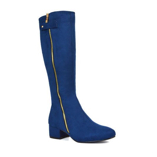 Women's Knee High Boots, Navy Knee High Boots UK, Navy Knee High Boots For Women, Women's Heeled Boots