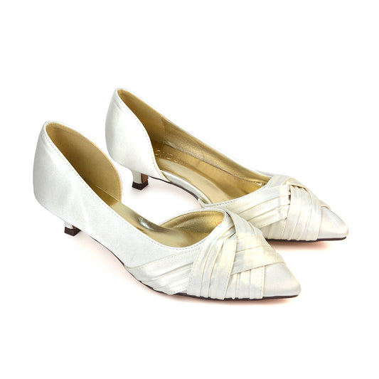 ivory slip on kitten heel bridal shoes- step into wedding season in style, perfect for bridal shoes, wedding guest shoes, bridesmaid shoes and mother of the bride shoes